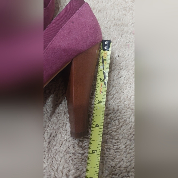 ALDO Suede Leather Heels Purple Plum Cone Block Pumps Women's Size 37/6.5M - Picture 12 of 12